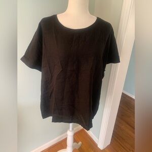 Lisa Bayne linen black oversized top, size S